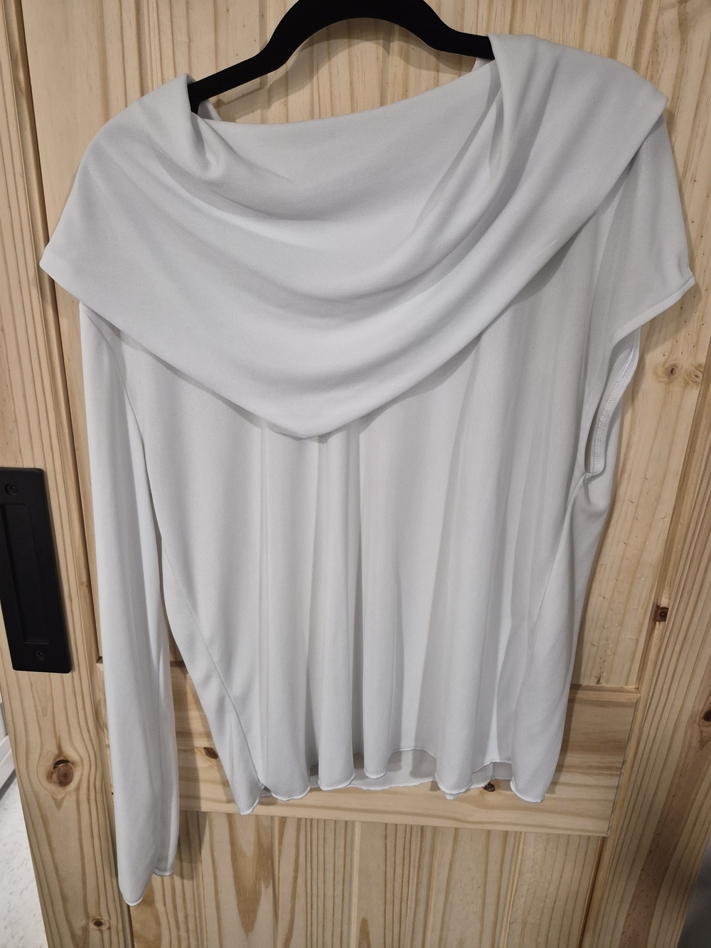 Zara Draped Cowl Long-Sleeve/ Short-Sleeve Top in White